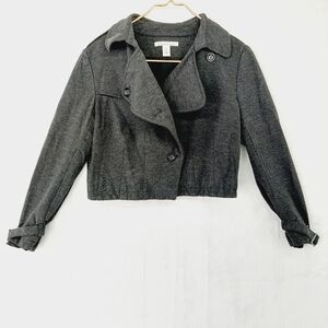 Kenneth Cole New York Grey Rayon Blend Button Cropped Blazer Jacket P2626